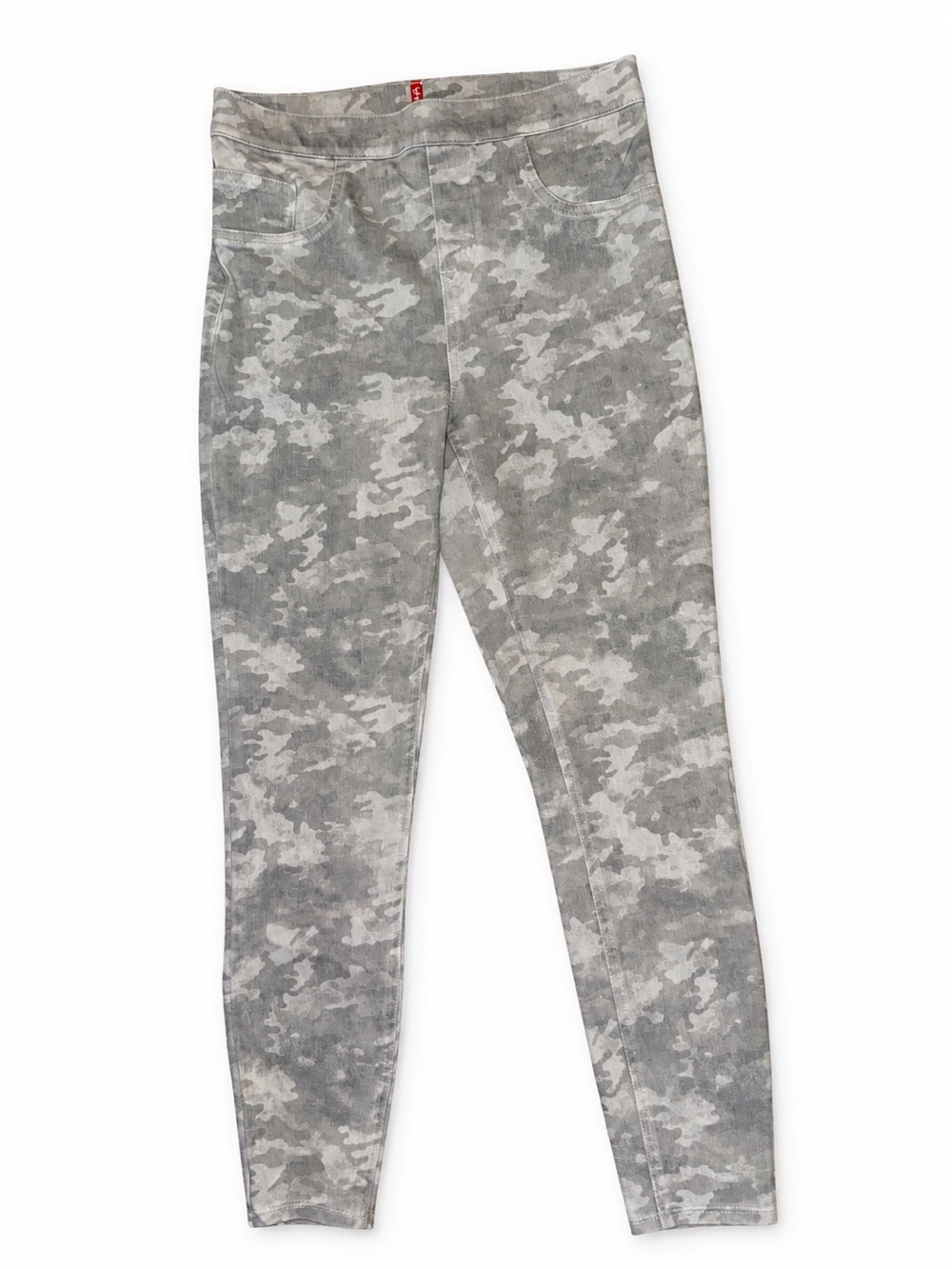 SPANX Jean-ish Gray Camo Pull-On Leggings Jeggings Large Shaping
